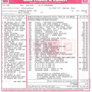 1977 GMC Window Sticker